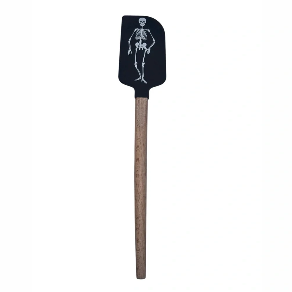 Williams Sonoma Black Silicone Skeleton Spatula with wooden handle